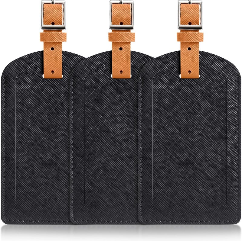 Airkit 3 Pack Luggage Tags for Suitcases, TSA Approved Bag Tags, Baggage Tags with Privacy Protection, Travel Essentials Luggage Accessories, Black & Brown - Image 1